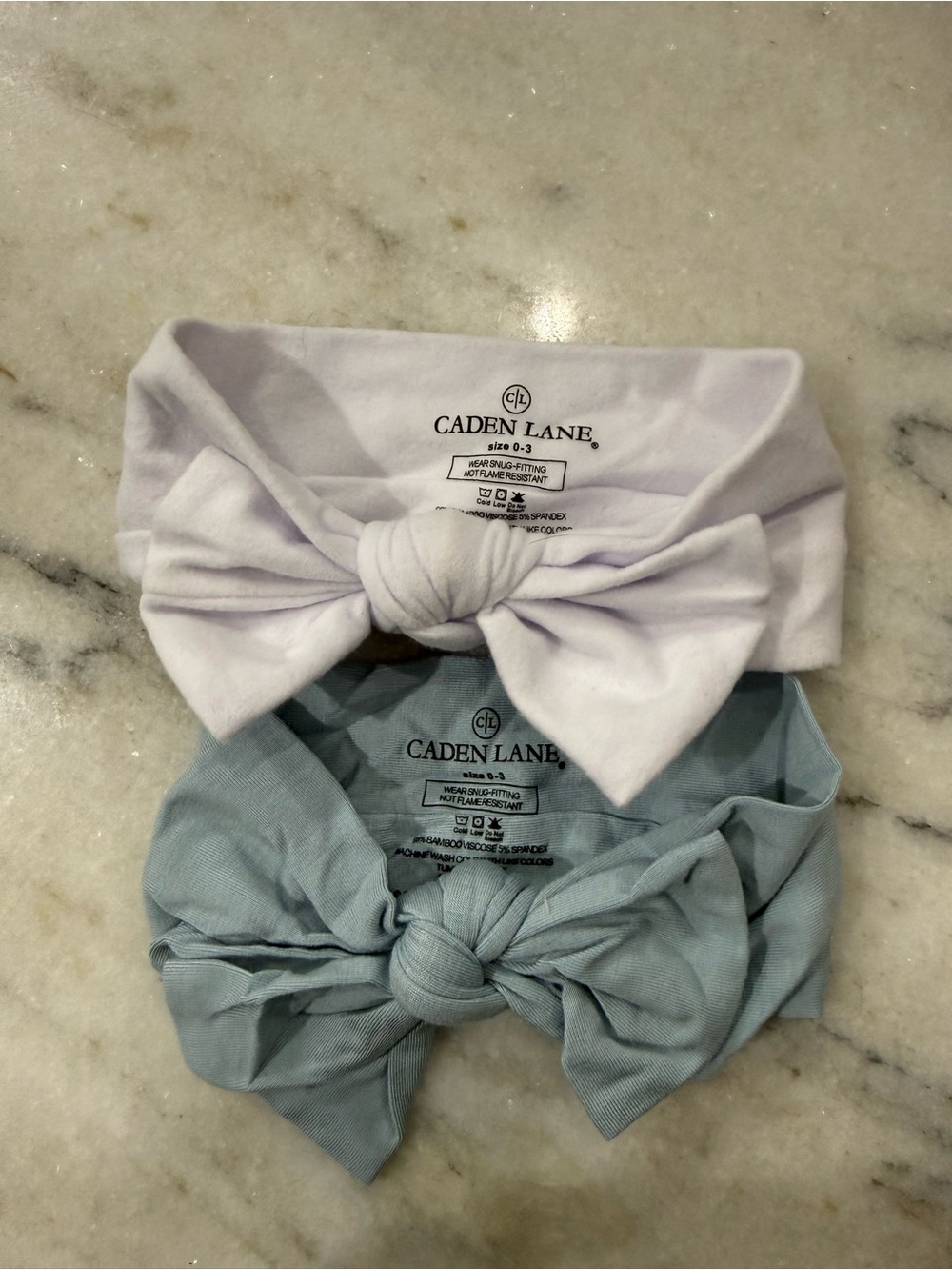 Caden Lane Knot Bow Headband Set - White and Light Blue
